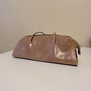 Vintage Prune Tan Leather Shoulder Purse Bag